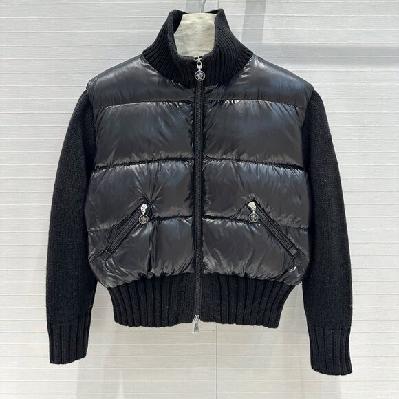 Moncler Jackets & Blazers - Moncler black Down Jacket featuring Knit Sleeves